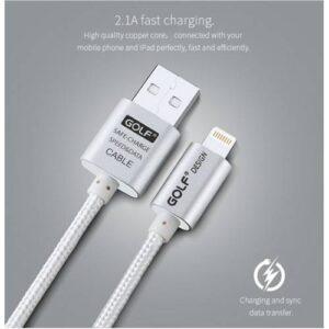 cablu metal iphone golf 10i argintiu 1m 21a fast charging 1