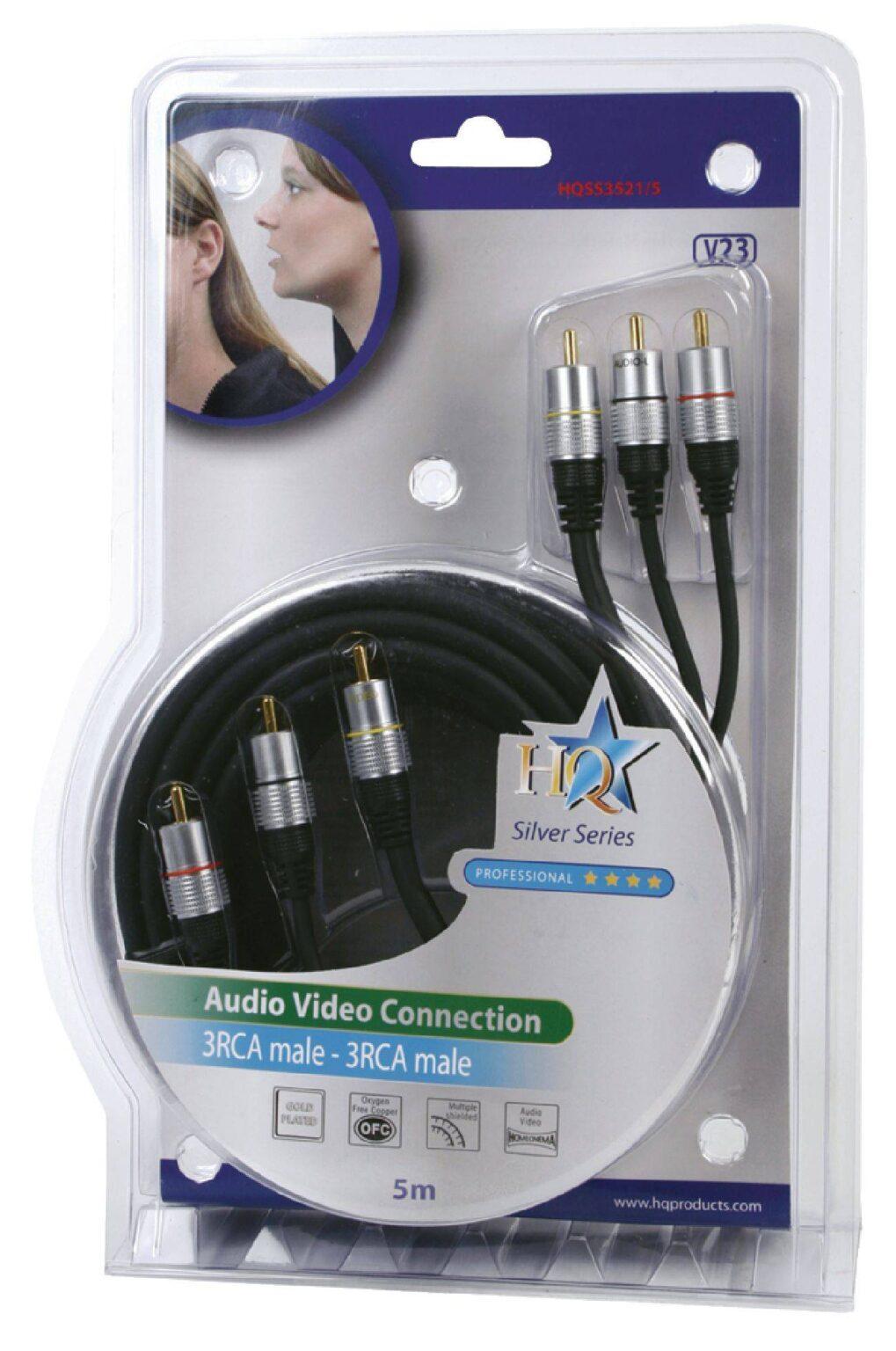 cablu profesional 3x rca tata 3x rca tata 5m dublu ecranat hq 2