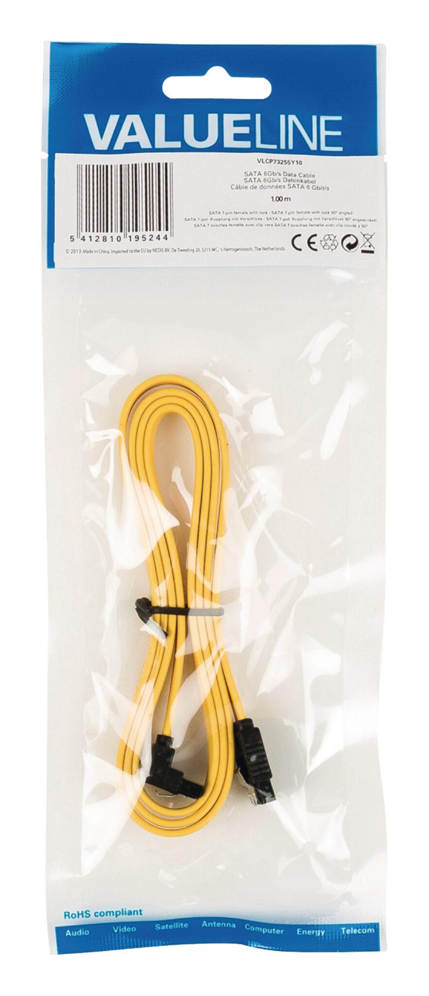 cablu sata 6gb s sata 7pin mama cu blocare sata 7 pin mama 90grade cu blocare 1m galben valueline 2 scaled