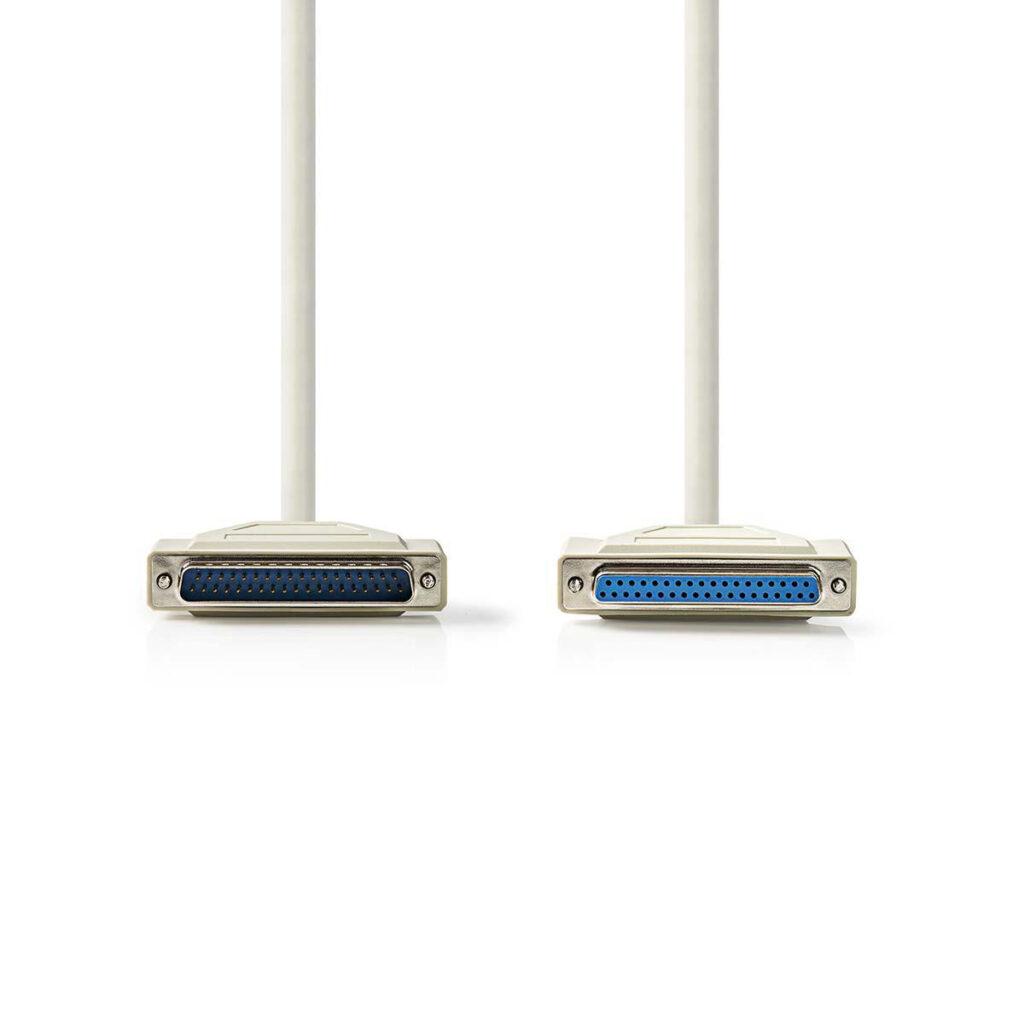 cablu serial 25pini d sub tata d sub 25pini mama 3m crem nedis 1