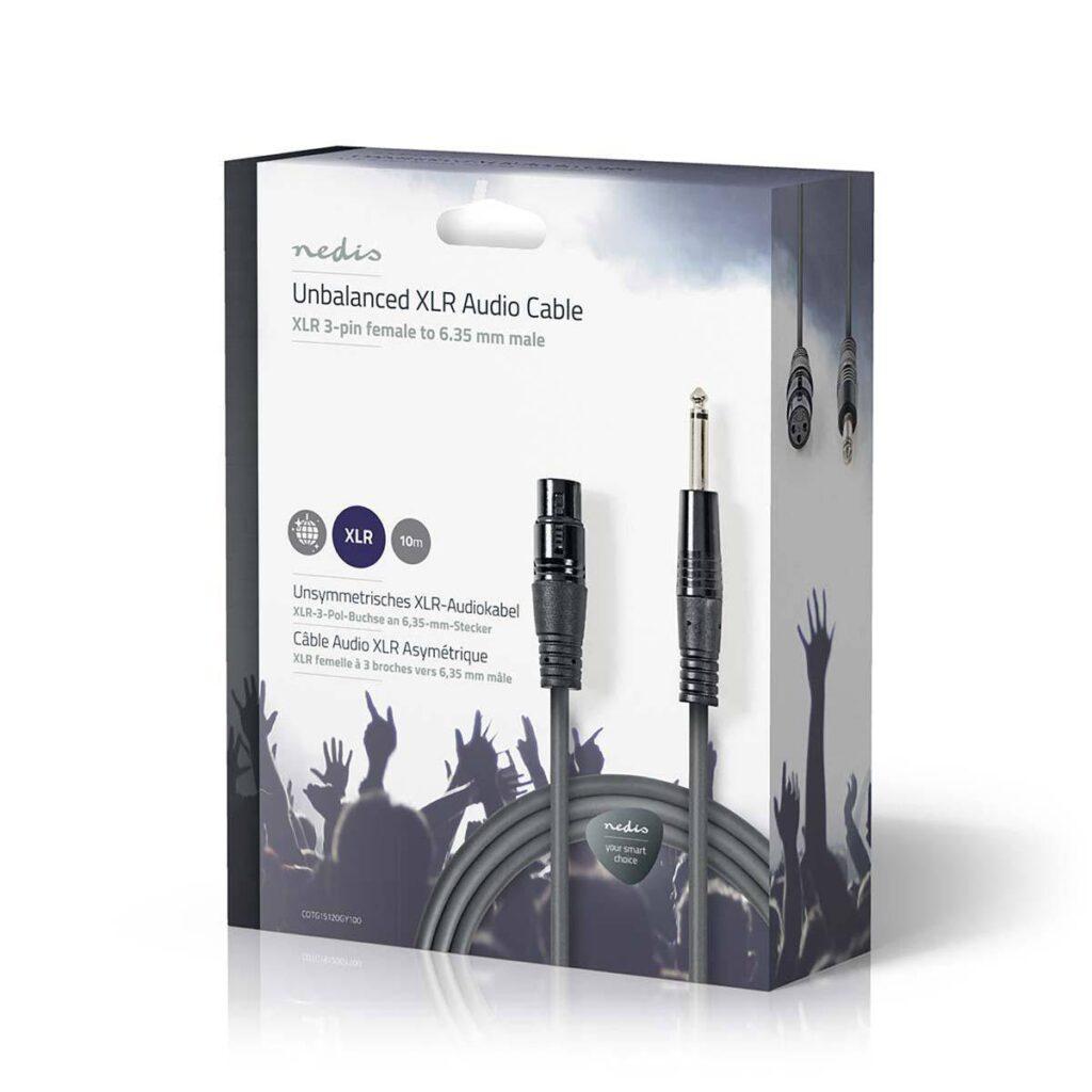 cablu stereo xlr 3 pini mama jack 635 mm tata 10m gri nedis 3