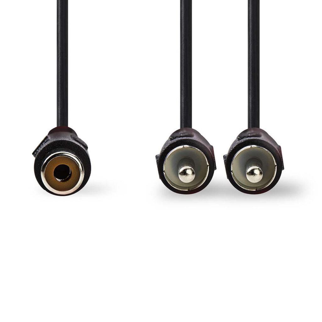 cablu subwoofer nedis 2x rca tata rca mama 02m negru 1