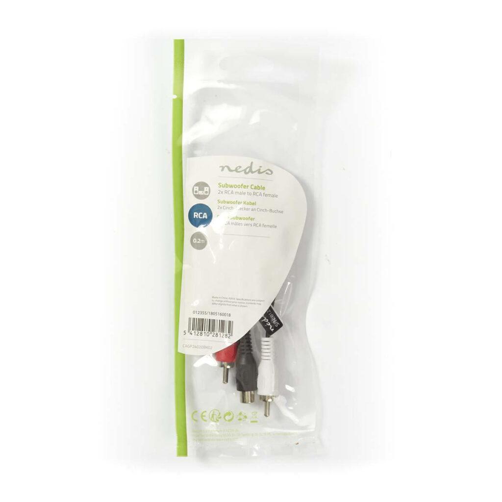 cablu subwoofer nedis 2x rca tata rca mama 02m negru 3