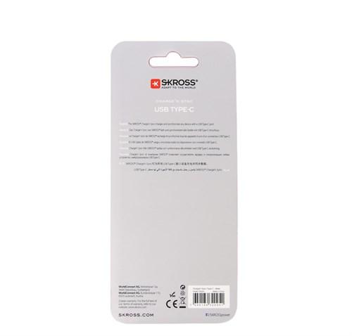 cablu usb 2 in 1 cu conector usb type c argintiu 1m protectie metalica steel line skross 2