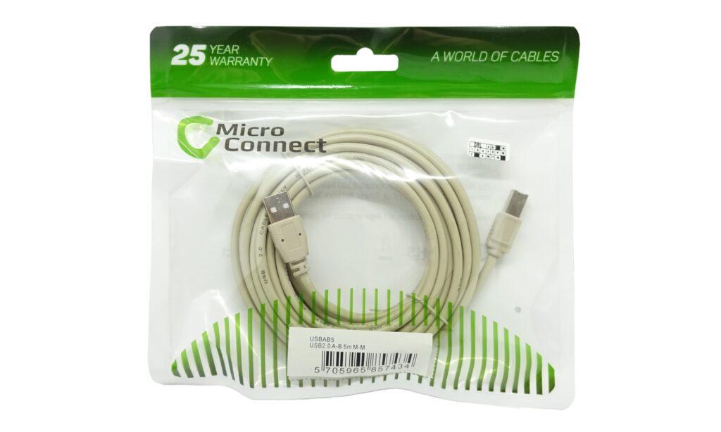 cablu usb 20 a la usb b pentru impimanta 5m crem micro connect gembird 1