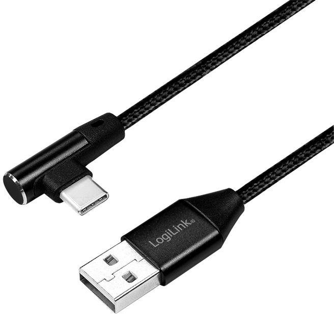 cablu usb 20 a mufa usb type c mufa in unghi 1m negru logilink cu0138