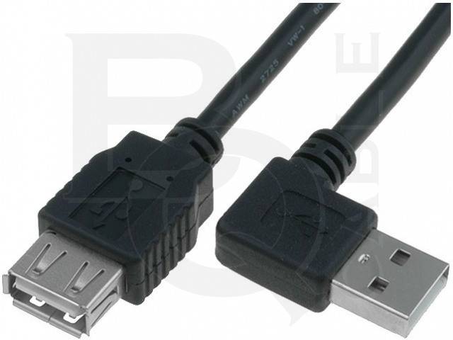cablu usb 20 a soclu mama usb a mufa tata in unghi 18m negru bq cable