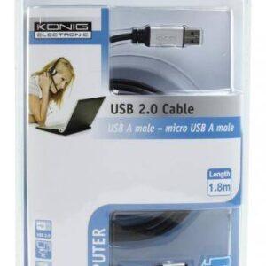 Cablu USB 2.0 A tata - Micro USB A tata 1.8m Konig