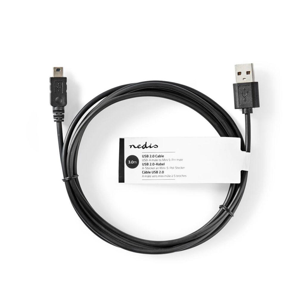 cablu usb 20 a tata mini usb 5 pin tata 3m negru nedis 3