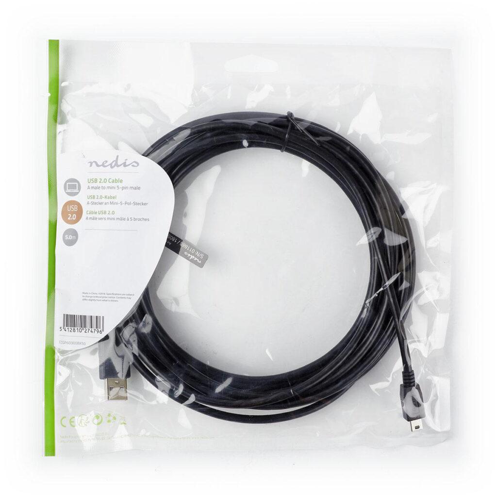 cablu usb 20 a tata mini usb 5 pini tata 5m negru nedis 2