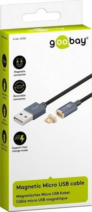 cablu usb 20 cu mufa magnetica micro usb 12m negru goobay 2