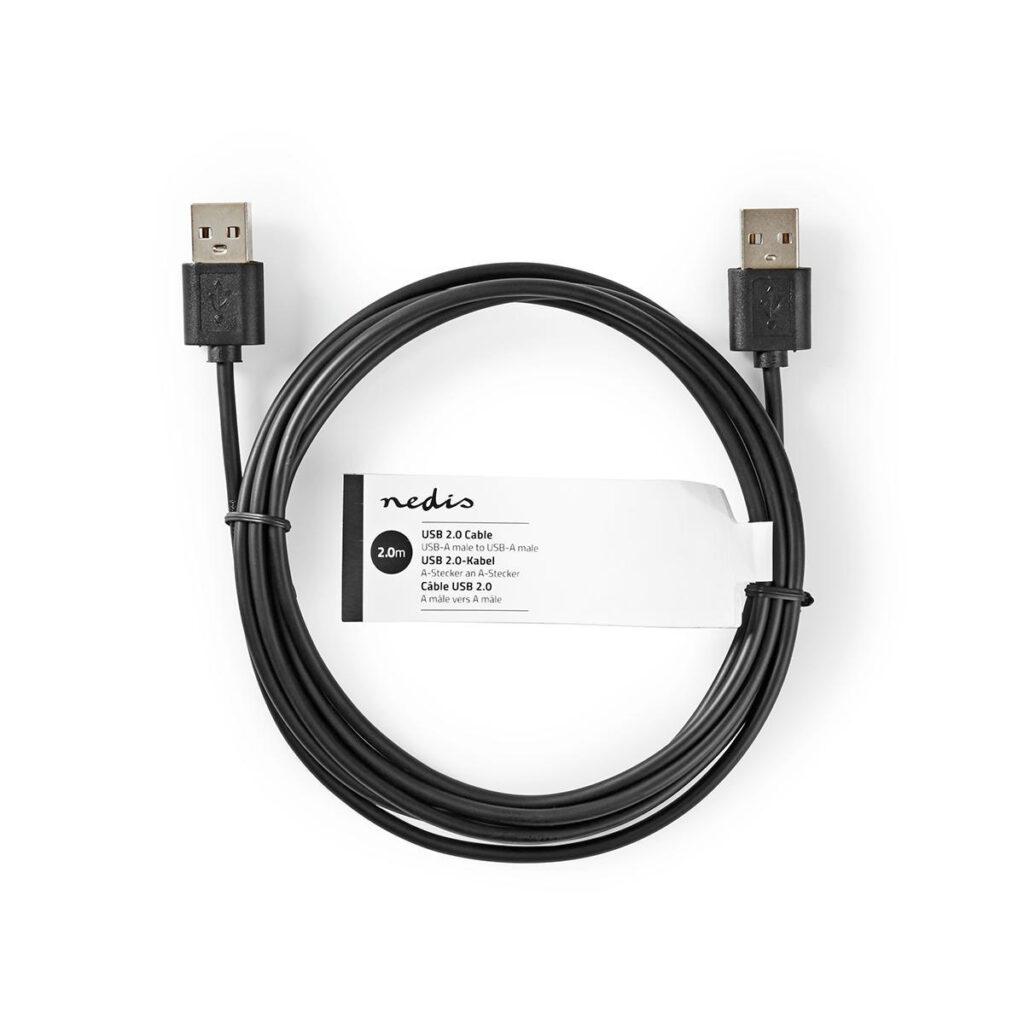 cablu usb 20 nedis usb a tata usb a tata 2m negru 2