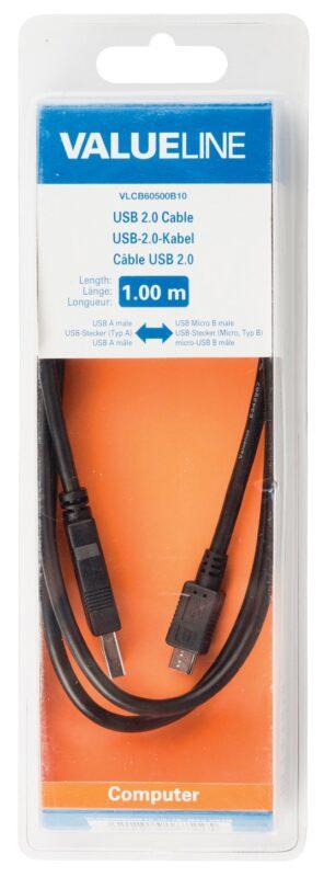 cablu usb 20 tata micro usb tata 1m negru valueline 2