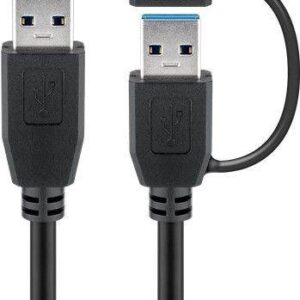 cablu usb 30 a tata cu adaptor usb a tata la usb type c tata 05m 5gbit s negru goobay
