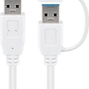 cablu usb 30 a tata tata cu adaptor usb a mama la usb type c tata 05m 5gbit s alb goobay