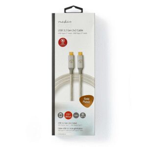 cablu usb 32 gen2x2 type c tata tata 20gbps 1m 100w 5a argintiu nedis