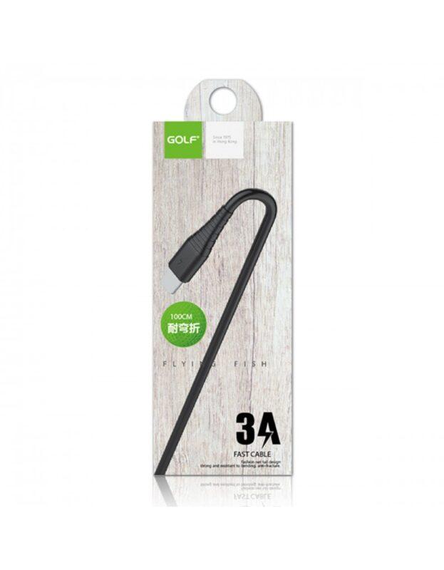 cablu usb la micro usb golf flying fish fast cable 3a negru 1m gc 64m 1