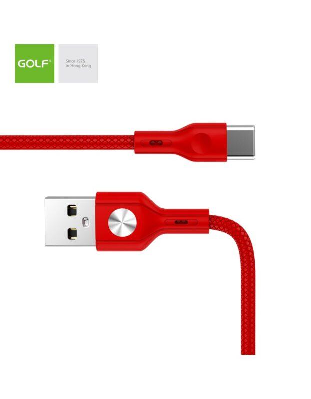 cablu usb la usb type c golf cd leather 3a rosu 1m gc 60t 1