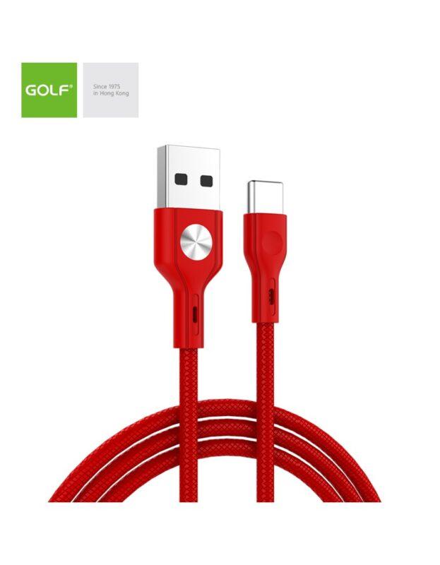 cablu usb la usb type c golf cd leather 3a rosu 1m gc 60t