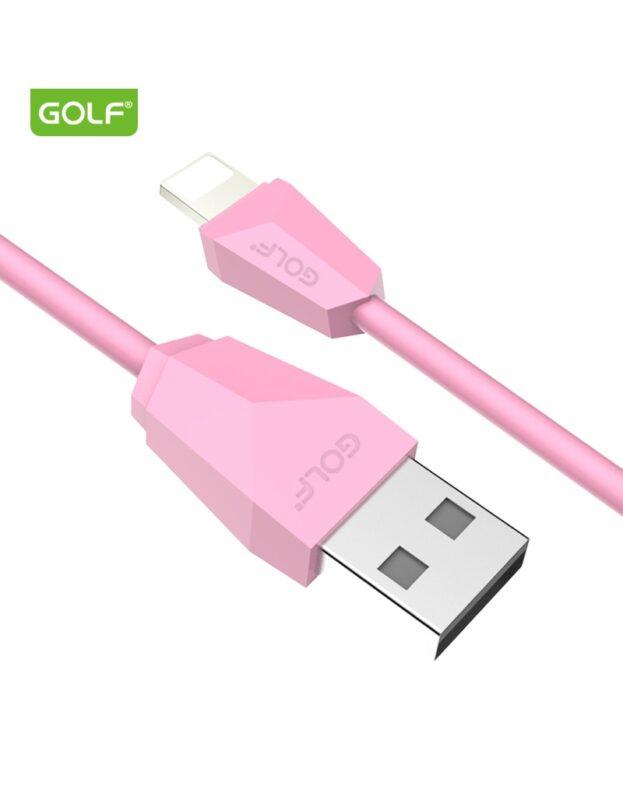 cablu usb ligtning iphone golf diamond sync 1m 2a cablu roz gc 27i