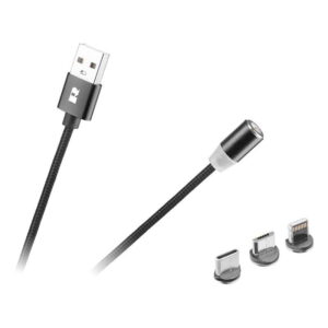 cablu usb magnetic 3in1 usb type c lightning micro usb 1m negru rebel