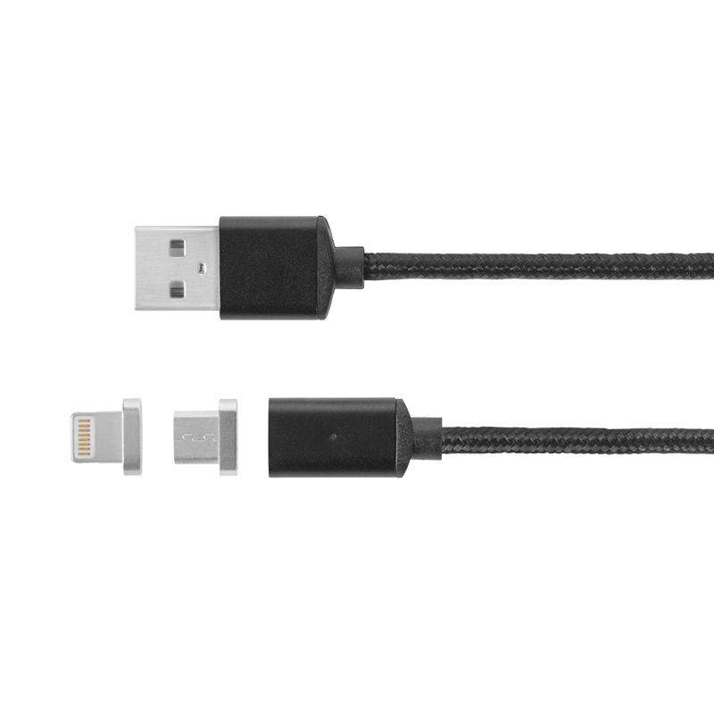 cablu usb magnetic micro usb lightning 1m negru krugermatz 2