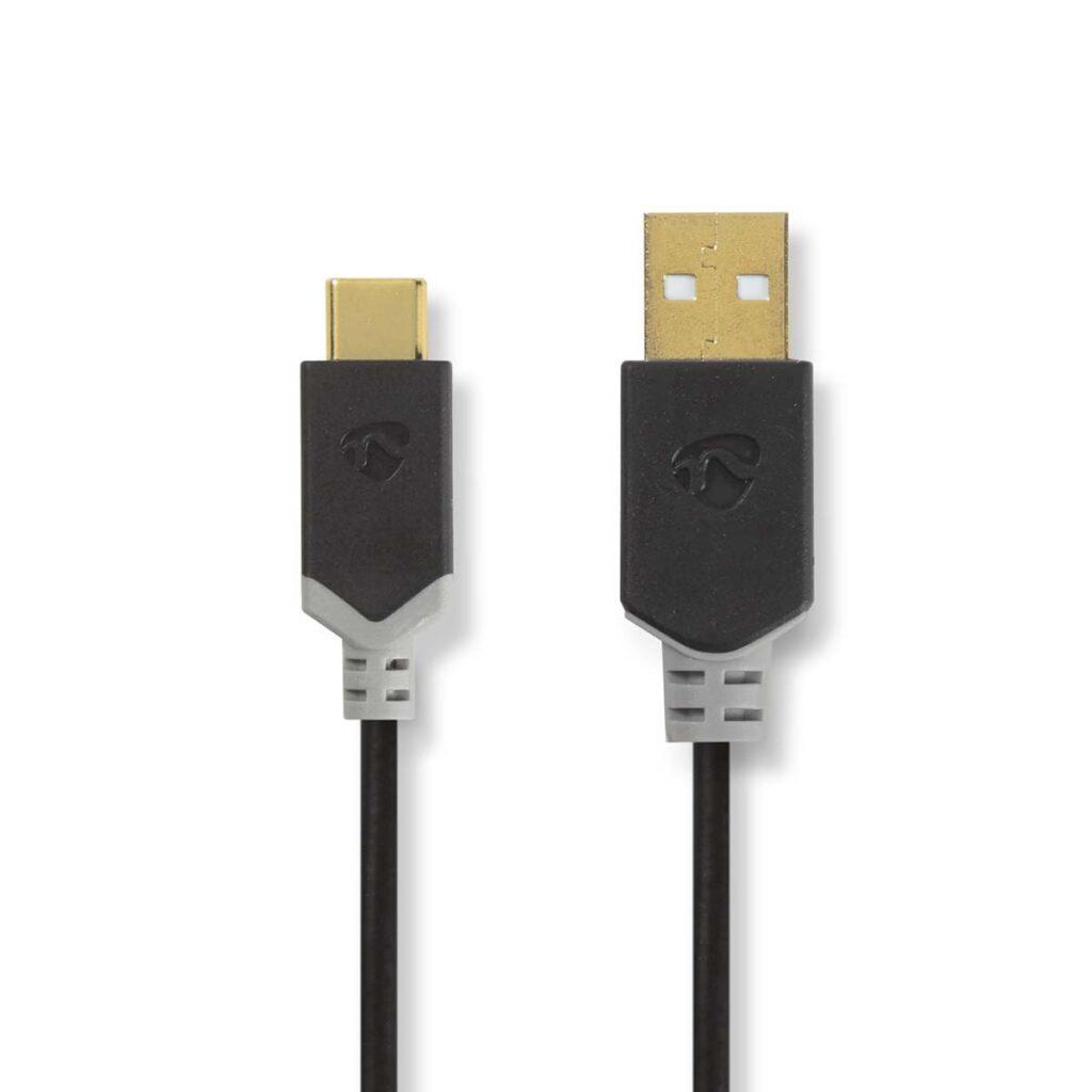 cablu usb type c 20 tata usb a tata 1m aurit antracit nedis 1