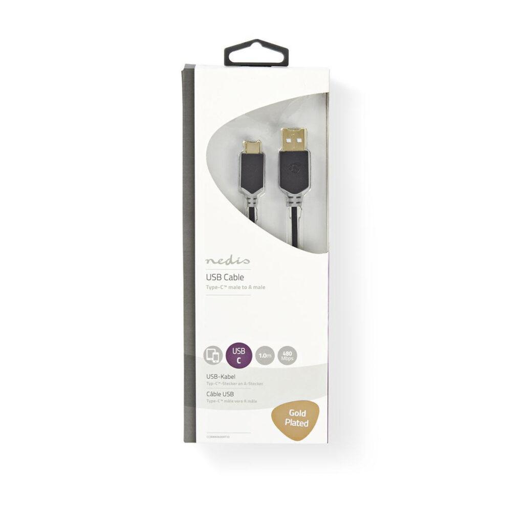 cablu usb type c 20 tata usb a tata 1m aurit antracit nedis