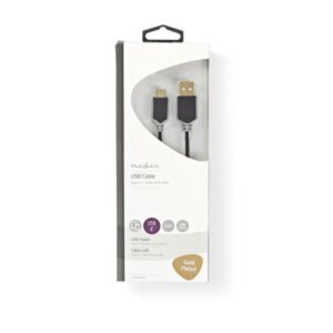cablu usb type c 20 tata usb a tata 1m aurit antracit nedis