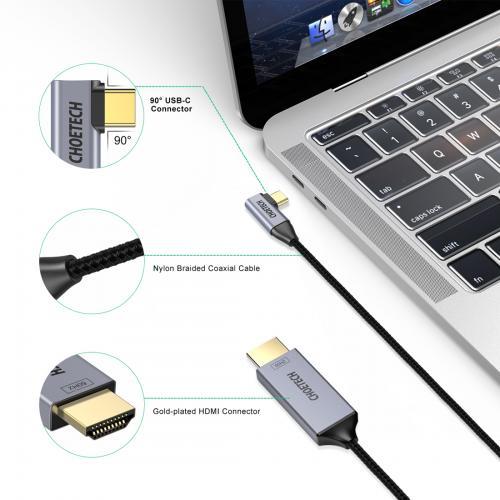 cablu usb type c 90grade hdmi 18m choetech xch 1803 2