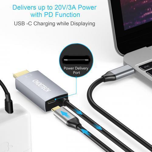 cablu usb type c hdmi choetech xch m180 pd 60w 18m negru 2