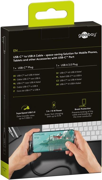 cablu usb type c tata la usb a 30 tata unghi 90 grade 1m 15w 5gbps goobay 3