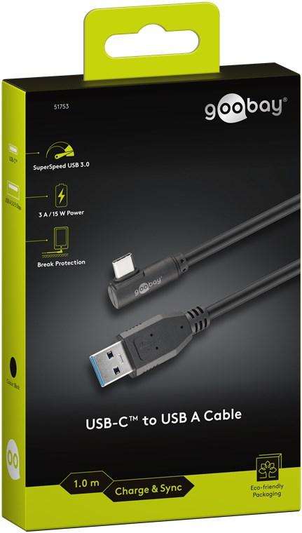 cablu usb type c tata la usb a 30 tata unghi 90 grade 1m 15w 5gbps goobay 4