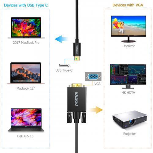 cablu usb type c vga choetech xcv 1801 18m negru 2