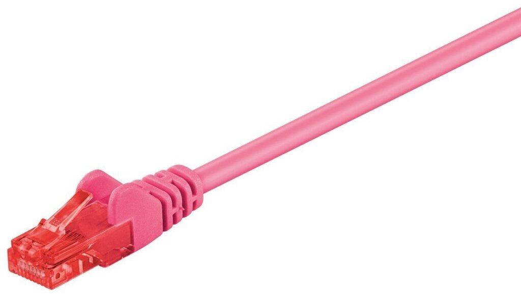 cablu utp cat6 mufat 1m patch cord magenta goobay