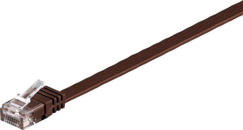 cablu utp cat6 plat mufat 2m patch cord maro goobay 1
