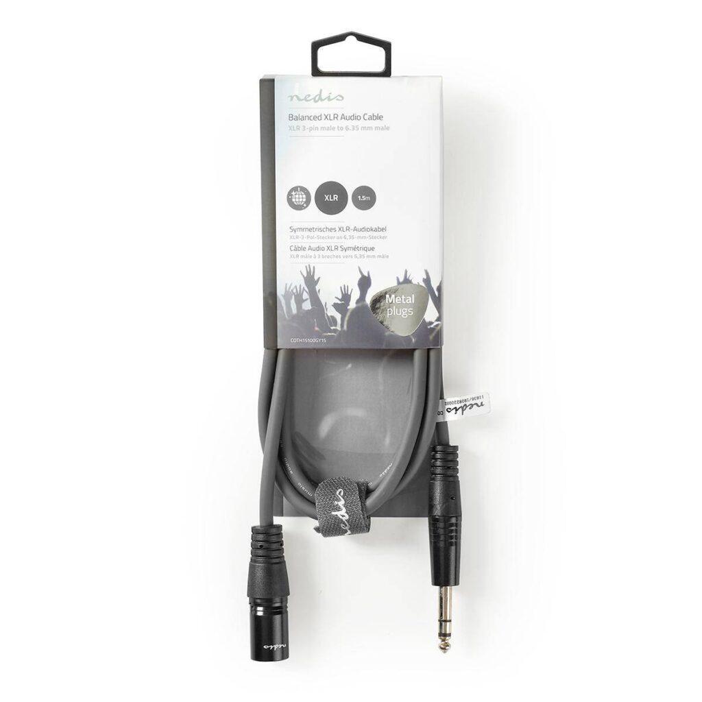 cablu xlr stereo nedis xlr 3pini tata jack 65 mm tata 15m gri 2