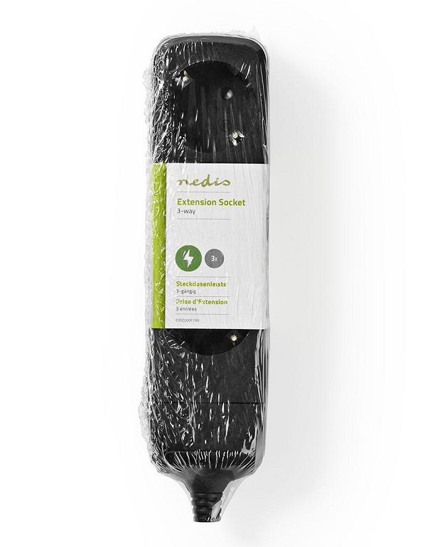 cap prelungitor nedis 3 prize protectie contacte fara cablu negru 1