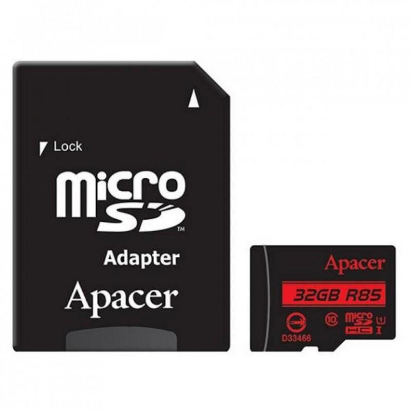 card microsdhc uhs i apacer 32gb clasa10 cu adaptor sd 1