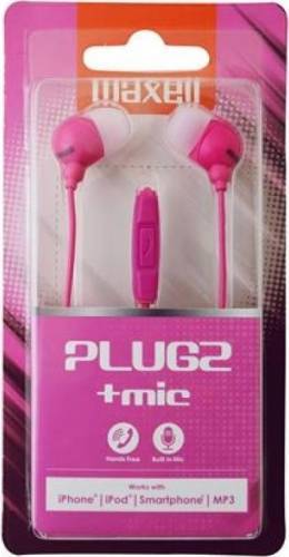 casca in ureche 35 mm roz cu microfon plugz maxell 1