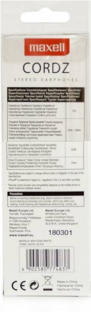 casca in ureche alb cordz maxell 3