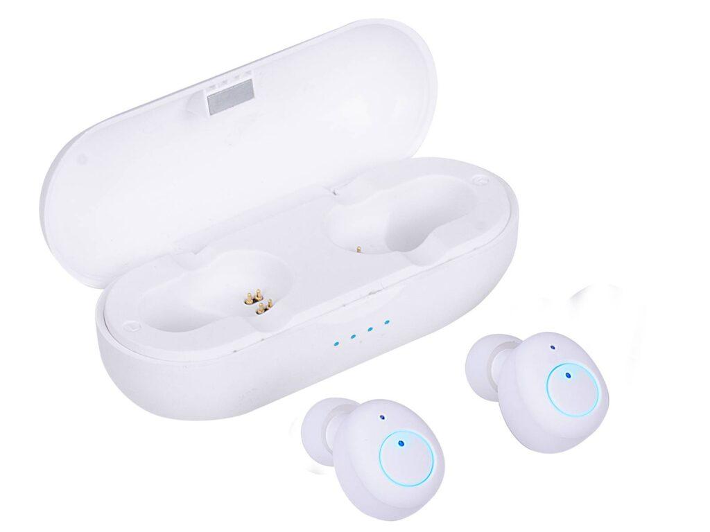 casti mini bluetooth cu microfon hmp 12e05 airbuds alb trevi 1