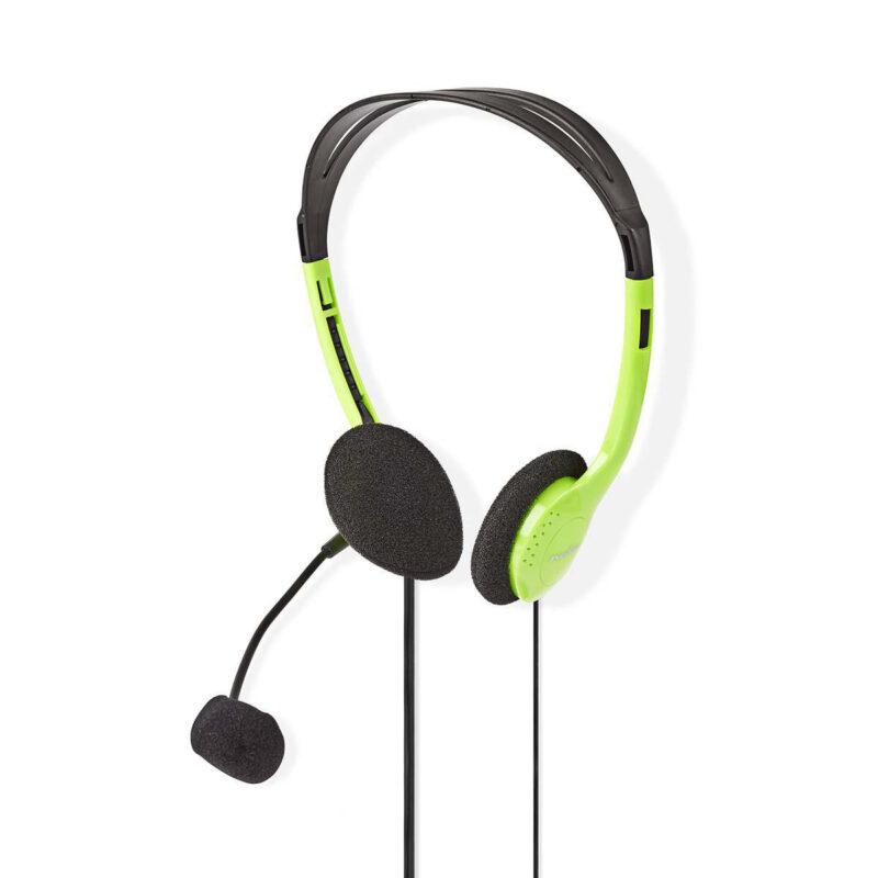 casti pc on ear nedis 2x35 mm 2m verde cu microfon 2
