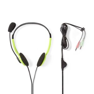 casti pc on ear nedis 2x35 mm 2m verde cu microfon