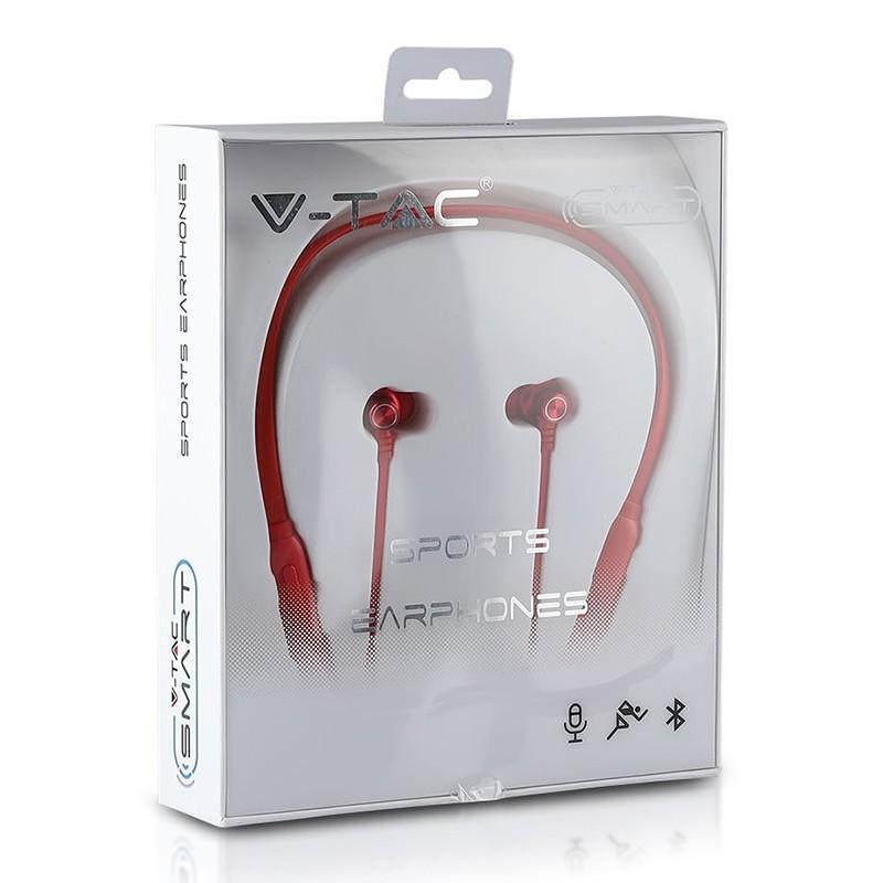 casti sport bluetooth rosu v tac 2