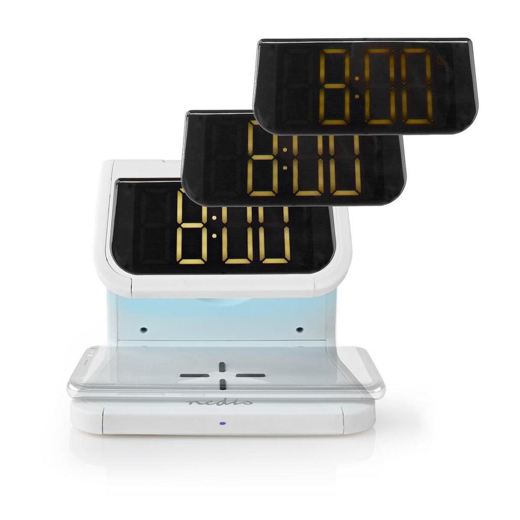 ceas cu alarma nedis incarcator wireless qi lumina multicolora alb 1