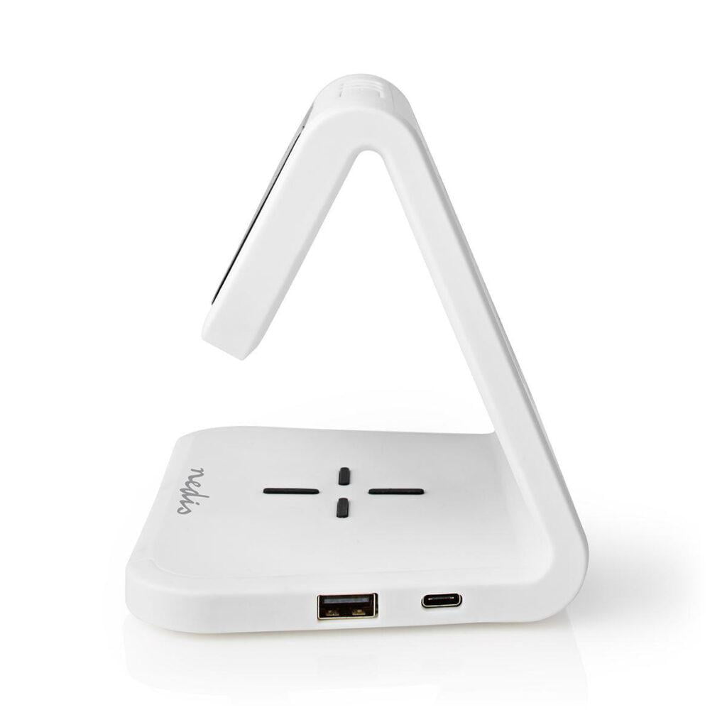ceas cu alarma nedis incarcator wireless qi lumina multicolora alb 2