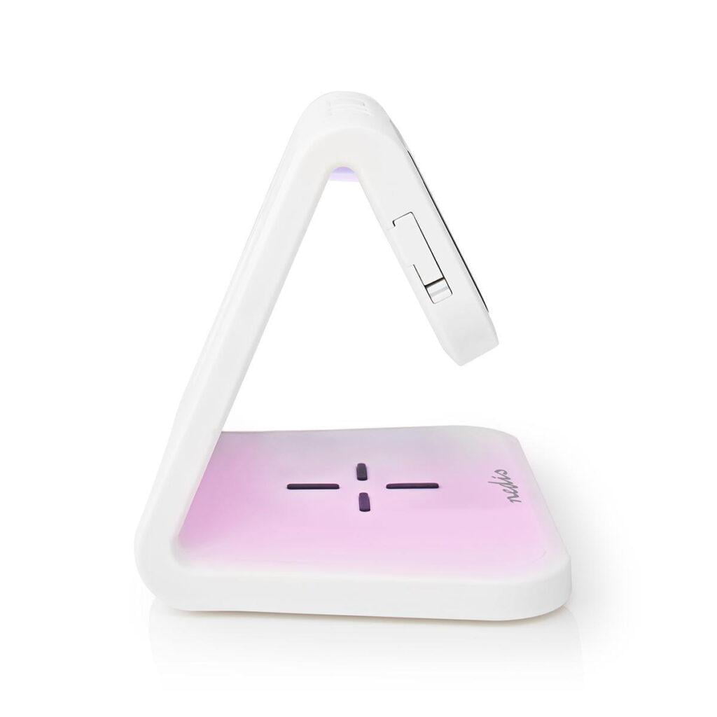 ceas cu alarma nedis incarcator wireless qi lumina multicolora alb 6