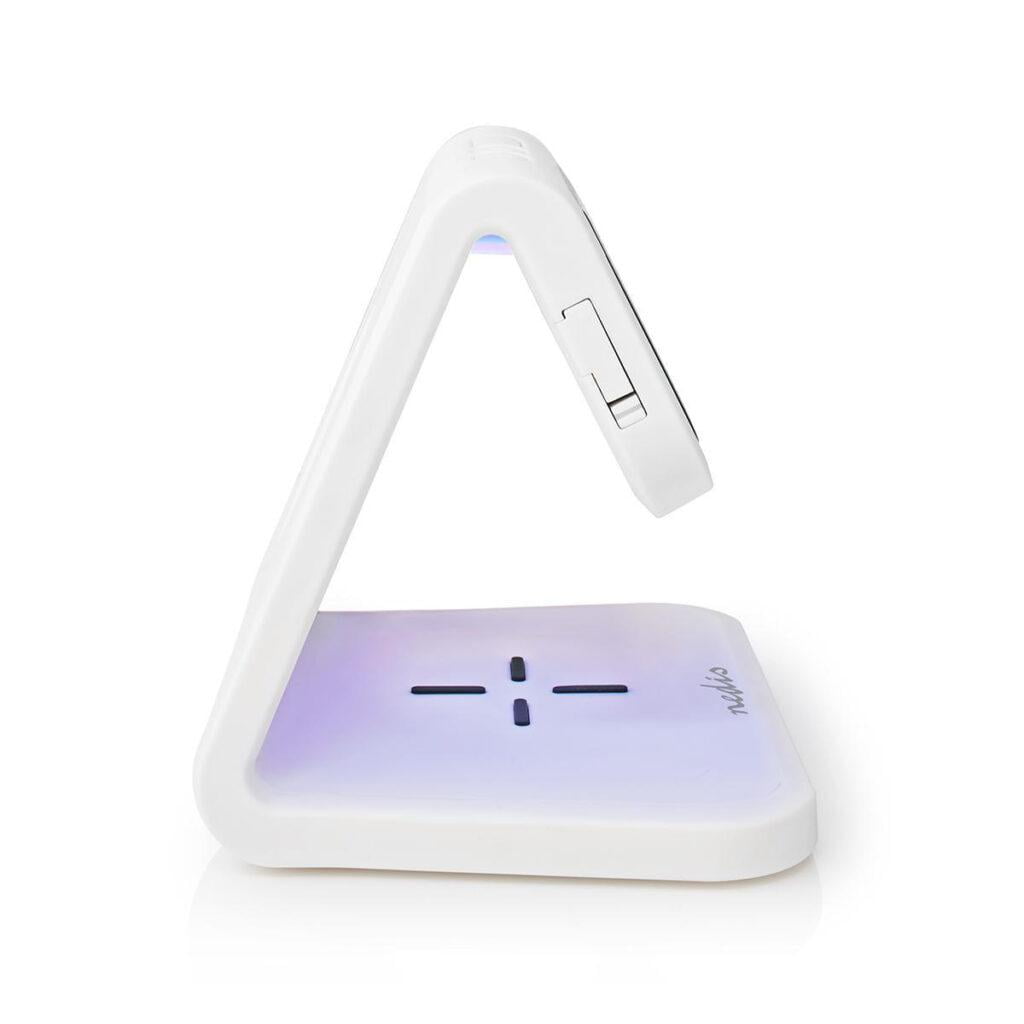 ceas cu alarma nedis incarcator wireless qi lumina multicolora alb 8