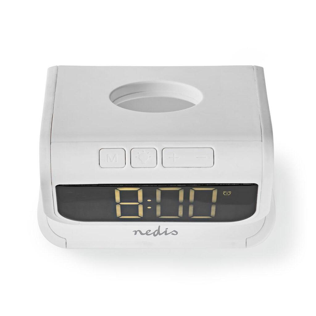 ceas cu alarma nedis incarcator wireless qi lumina multicolora alb 9